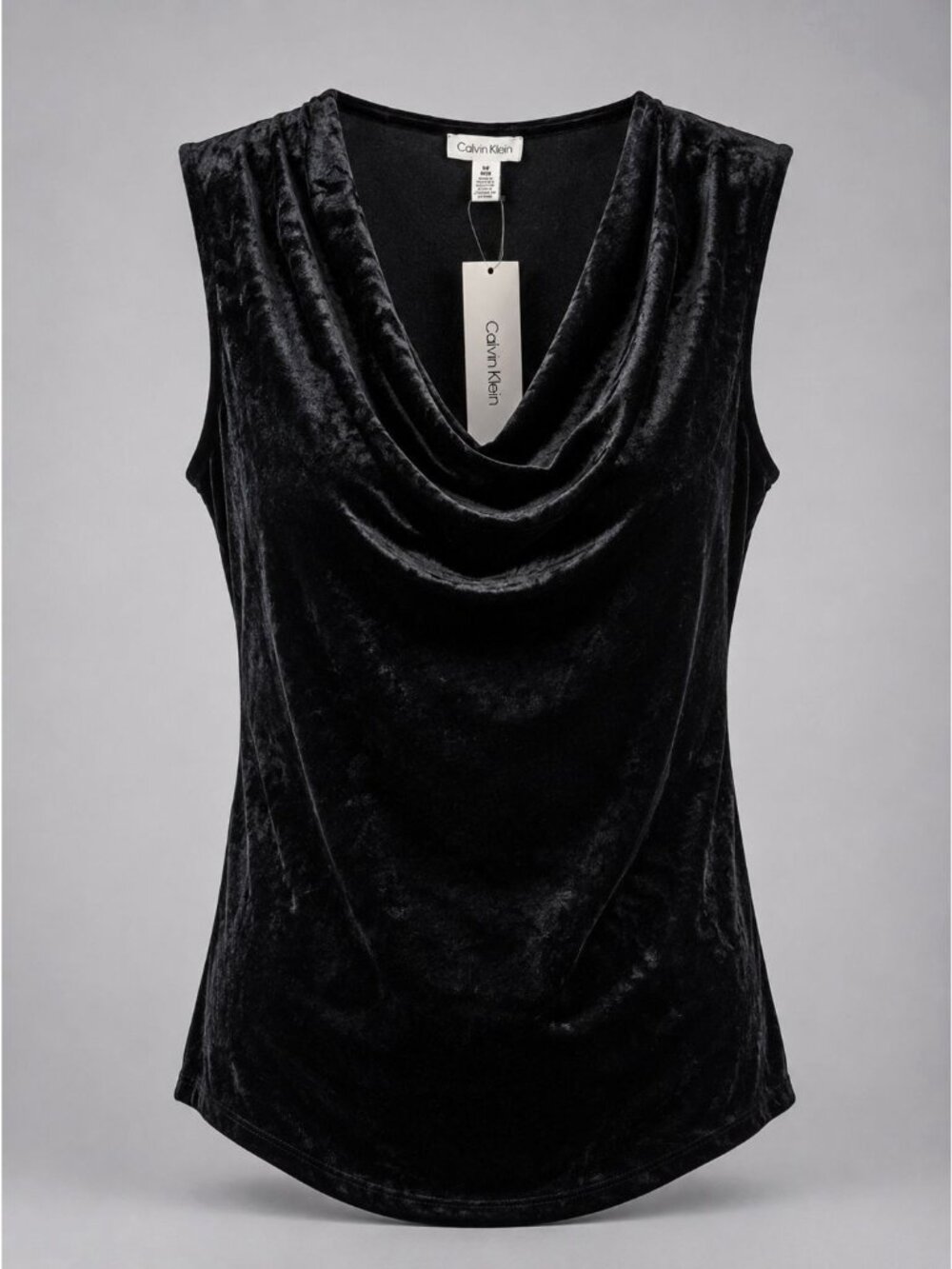 Calvin Klein Women's Medium Velour Sleeveless Top Black Blouse Shirt - NWT